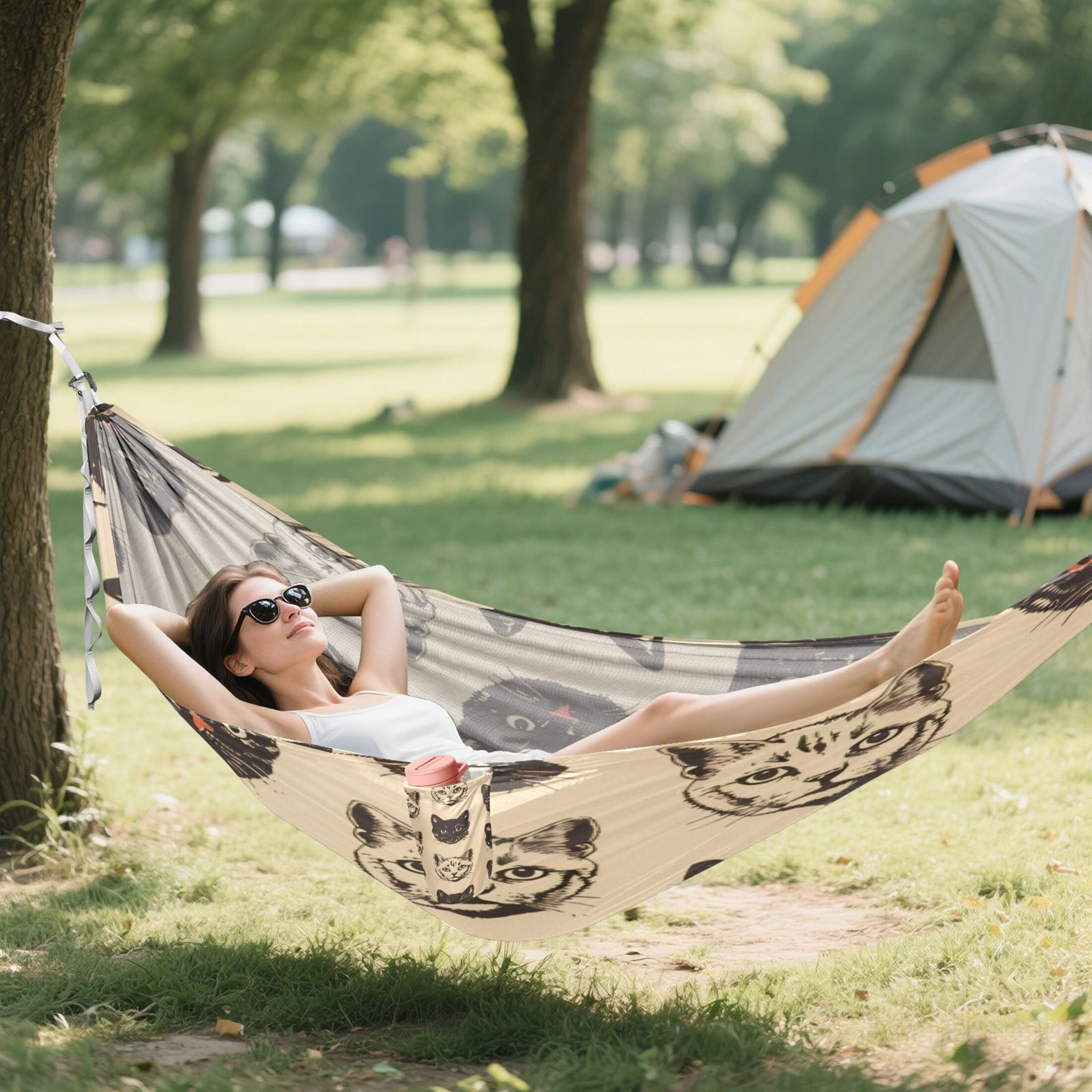 Hammock Camping Hammock Nylon Portable Hammock Travel Camping Hammock Black Cat