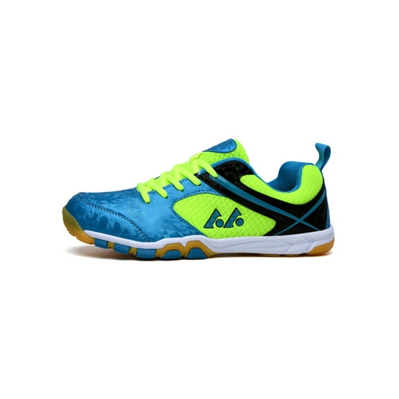 LUXUR Chaussures de Badminton pour Hommes Chaussures d'Intérieur pour Terrain Espadrilles à Lacets Chaussures de Tennis de Table Respirantes Espadrilles de Pickleball Bleu Vert 9.5