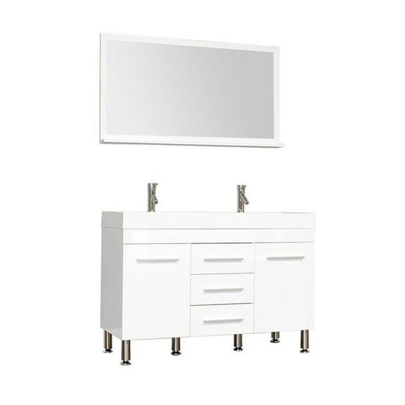 48 in. Ripley Collection Double Modern Bathroom Vanity, White