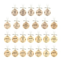25 Pack Names of Jesus Ornaments, 5 cm / 2 inch Diameter | Name of Jesus Advent, Wood Hanging Ornaments with Savior Names, Ornaments for Christmas Tree Decor