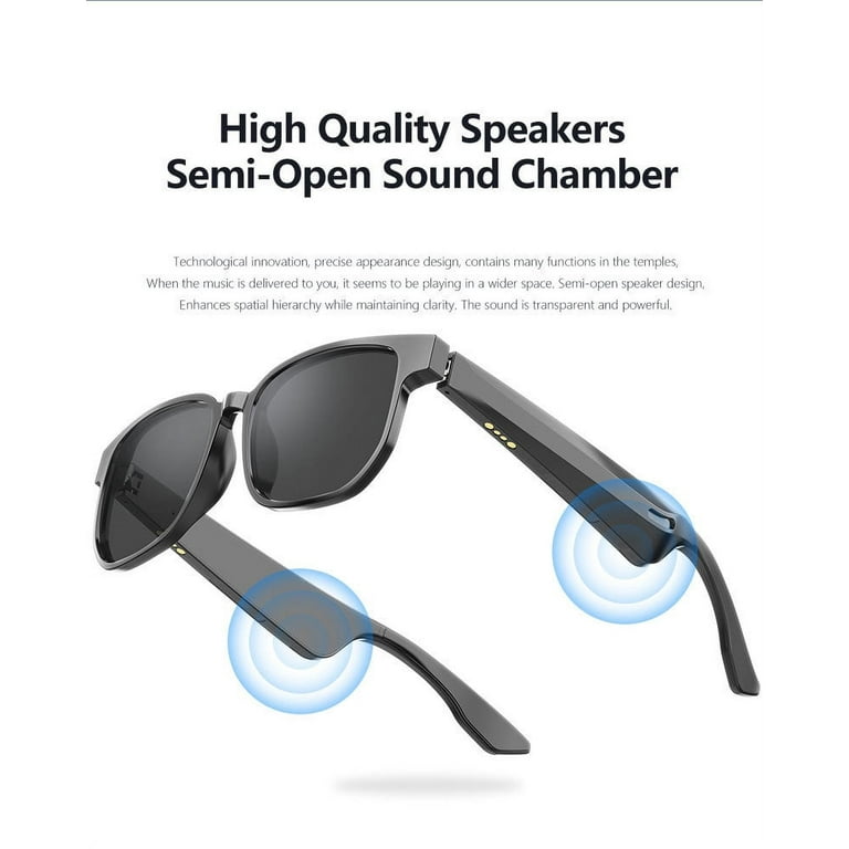 JQSTY Revolutionize Your Drive Bluetooth Eyewear for Safe Driving Smart Glasses with Ai Audio Women s Size One size Black