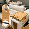 thumbnail image 3 of cyrico Bamboo Couch Armrest Table, Clip On Sofa Arm Tray Table for Couch with 360° Rotating Phone Holder, Couch Armrest Tray for Drinks, Snacks, Remotes and TV Watching, 3 of 8