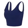 thumbnail image 4 of Natural Uniforms Women’s Longline Wirefree Padded Medium Support Sports Bra (Medium, True Navy Blue), 4 of 5