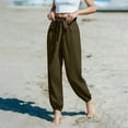 thumbnail image 2 of Womens Summer Linen High Waist Dressy Joggers Bow-Knot Loose Business Casual Pants for Vacation Travel Beach Trousers with Pockets Size S-2XL, 2 of 5