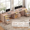 thumbnail image 3 of 110.3" Long Two Person Desk with 7 Drawers and Storage Cabinet, Farmhouse Computer Desk for Home Office, 3 of 7