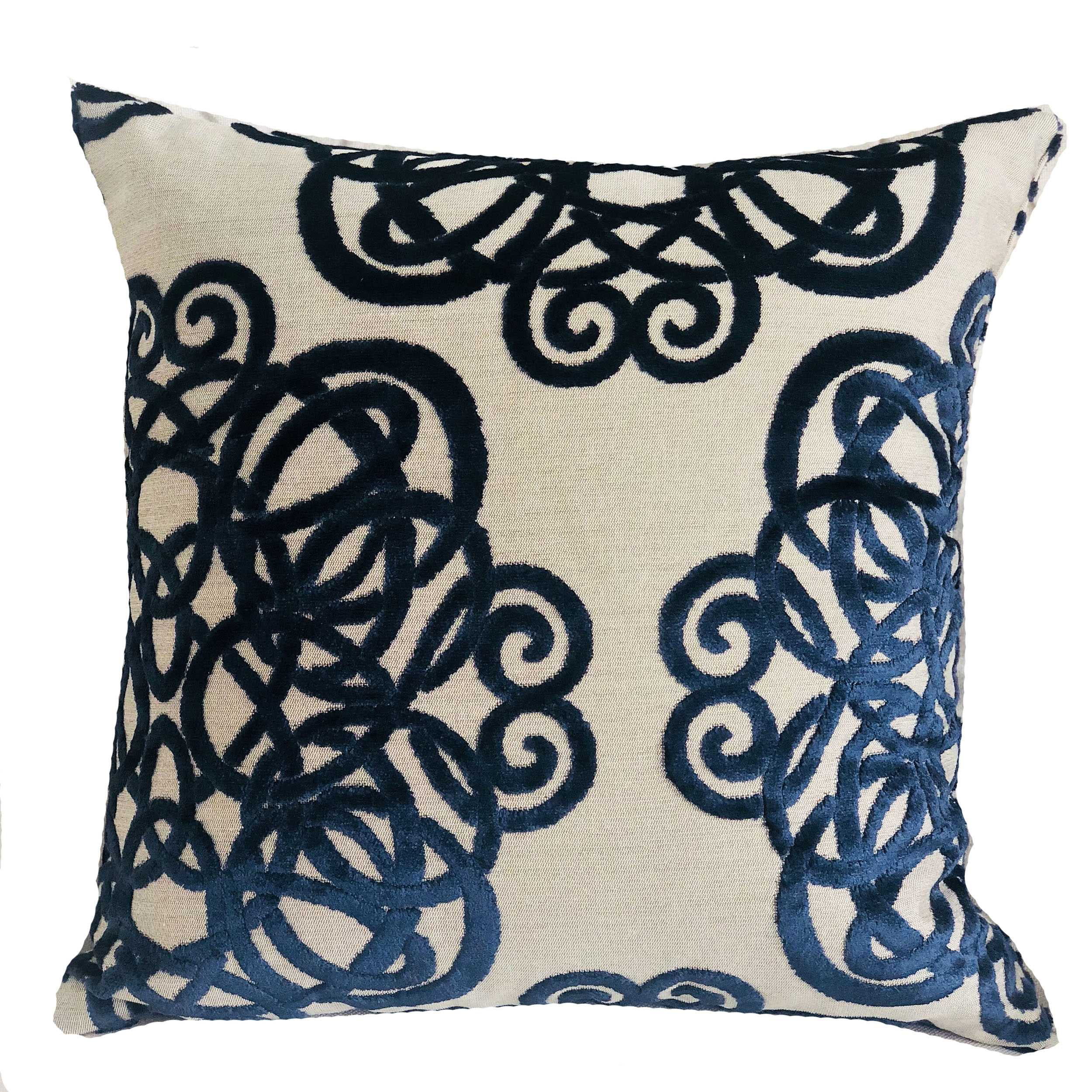 Navy and Taupe Handmade Luxury Pillow 22in x 22in - Walmart.com ...