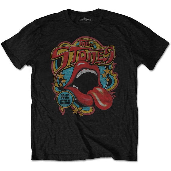 The Rolling Stones Unisex T-Shirt Retro 70s Vibe (Soft Hand Inks) (Small)