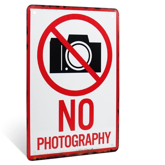 Warning No Photography Metal 8x12 Sign Indoor Outdoor Business Notice Theater Wall Stage Door Decor