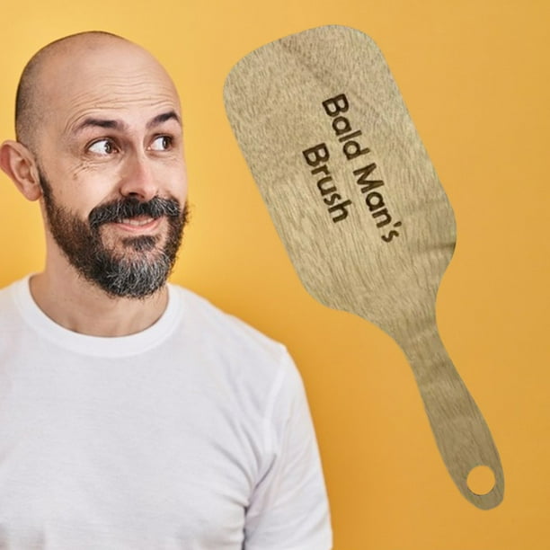 YEAUEME Bald Man Joke Comb Portable Small Wood Fake Hair Brush Toy