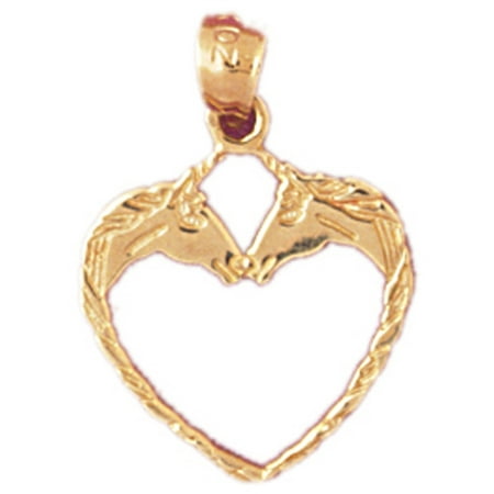 14K Yellow Gold Horse Heart Pendant - 21 mm