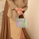 thumbnail image 5 of Cesta de plástico tejida de colores | Bolso de mano con diseño de celosía para mujer | Gran capacidad para cosméticos, teléfono y cartera | Resistente y ligera | Verde, rojo, rosa y azul, 5 of 6