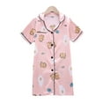 thumbnail image 2 of WOLLED Toddler Kids Girls Satin Pajamas Dress Button down Silky Sleepwear Nightgown Short Sleeve Nightshirt Dresses 3-10T, 2 of 10