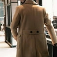 thumbnail image 4 of Fmbrln Mens Pea Coat Double Breasted Notched Collar Trench Coats Casual Dressy Coat Soft Warm Overcoat Fall Winter Fashion Pea Coat Khaki XS, 4 of 5