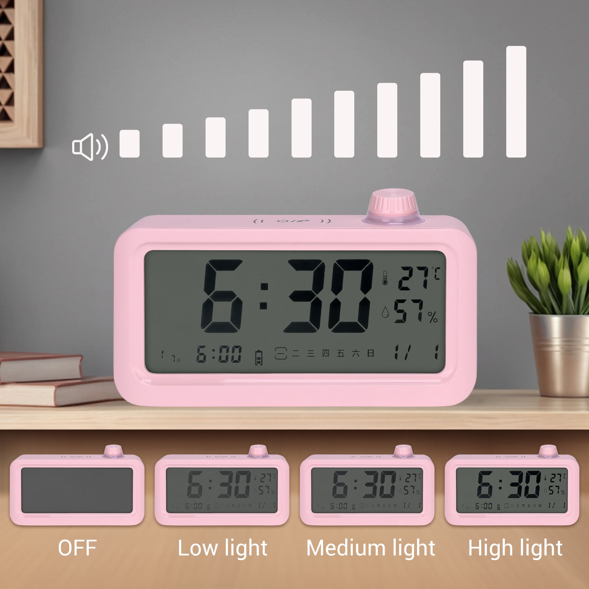 Unique Bargains Triple Digital Alarm Clock Snooze for Deep Sleepers Blue