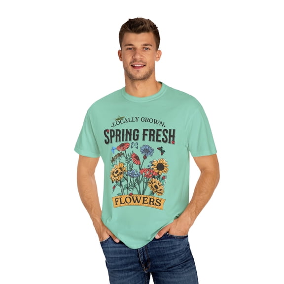 Boho Style Flowers Comfort Colors Unisex Cotton Short Sleeve Shirt, S - 4XL