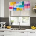 thumbnail image 4 of Colorful Abstract Art Curtain Valances for Windows, Kitchen Valance Window Treatments Panel 2 Pack, Geometric Modern Oil Painting Rod Pocket Short Curtains for Bathroom Bedroom 42 x 18 Inch, 4 of 8
