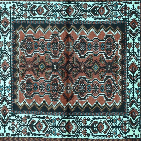 Ahgly Company Indoor Square Persian Light Blue Traditional Area Rugs, 5' Square
