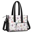 thumbnail image 2 of Teacher Tote Bag,White Fairy Castle Pattern Teacher Utility Tote Bag,Large Work Tote Bags for Women with Multiple Pockets,Top Zipper Closure,13.8x10.6x6.7 Inch, 2 of 5