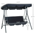 thumbnail image 2 of 3-Seat Swing Chair, Canopy Swing with Adjustable Canopy and Removable Cushion, Patio Porch Swing with Steel Frame for 440LBS Capacity, Black, 2 of 7