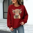 thumbnail image 3 of Waffle Sweatshirts for Womens Christmas Loose Crewneck Long Sleeve Shirts Christmas Cow Printed Sweaters Casual Fashion Xmas Holiday Party Pullover Tops, 3 of 6