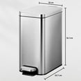 thumbnail image 2 of Bote de basura EKO Titus Slim 10L Acero Inoxidable, para cocina, pedal resistente, cierre silencioso, con cubo interior, tapa antiolores, 2 of 6