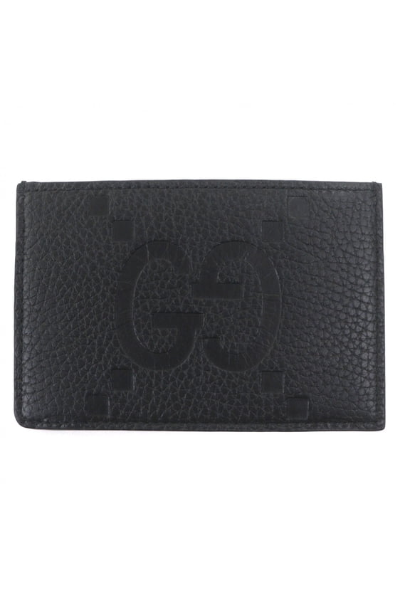 Pre-Owned GUCCI 812681 Leather Jumbo GG Logo Embossed Business Card Holder/Pass Case/Card Case,...