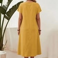 thumbnail image 2 of Avolia Plus Size Women Short Sleeve Dress with Pockets Pleats Round Neck Lightweight Casual Wear Yellow S, 2 of 7