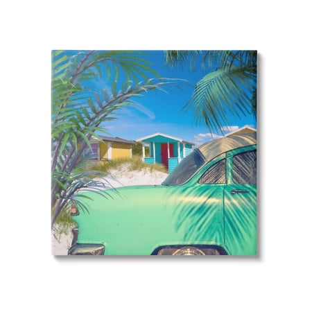 Stupell Vintage Car Coastal Vacation Cottages Landscape Photography Gallery Wrapped Canvas Print Wall Art