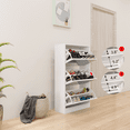 thumbnail image 5 of Mirrored Shoe Cabinet, 23.62" W Narrow Shoe Storage Cabinet with 3 Flip Drawers for 18 Pairs, 3 Tier White Shoe Organizer Shoe Rack for Home and Apartment, 5 of 8