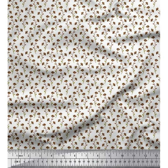 Soimoi Cotton Duck Fabric Leaves & Floral Artistic Printed Craft Fabric by the Yard 42 Inch Wide