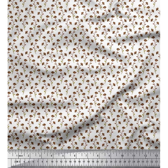 Soimoi Cotton Duck Fabric Leaves & Floral Artistic Printed Craft Fabric by the Yard 42 Inch Wide