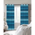 thumbnail image 4 of Turquoise Teal Ombre Blackout Curtains for Bedroom Living Room Darkening Curtains 63 Inches Long Farmhouse Modern Abstract Striped Window Curtain 2 Panels Set Window Treatment Grommet Drapes 42"x63", 4 of 9