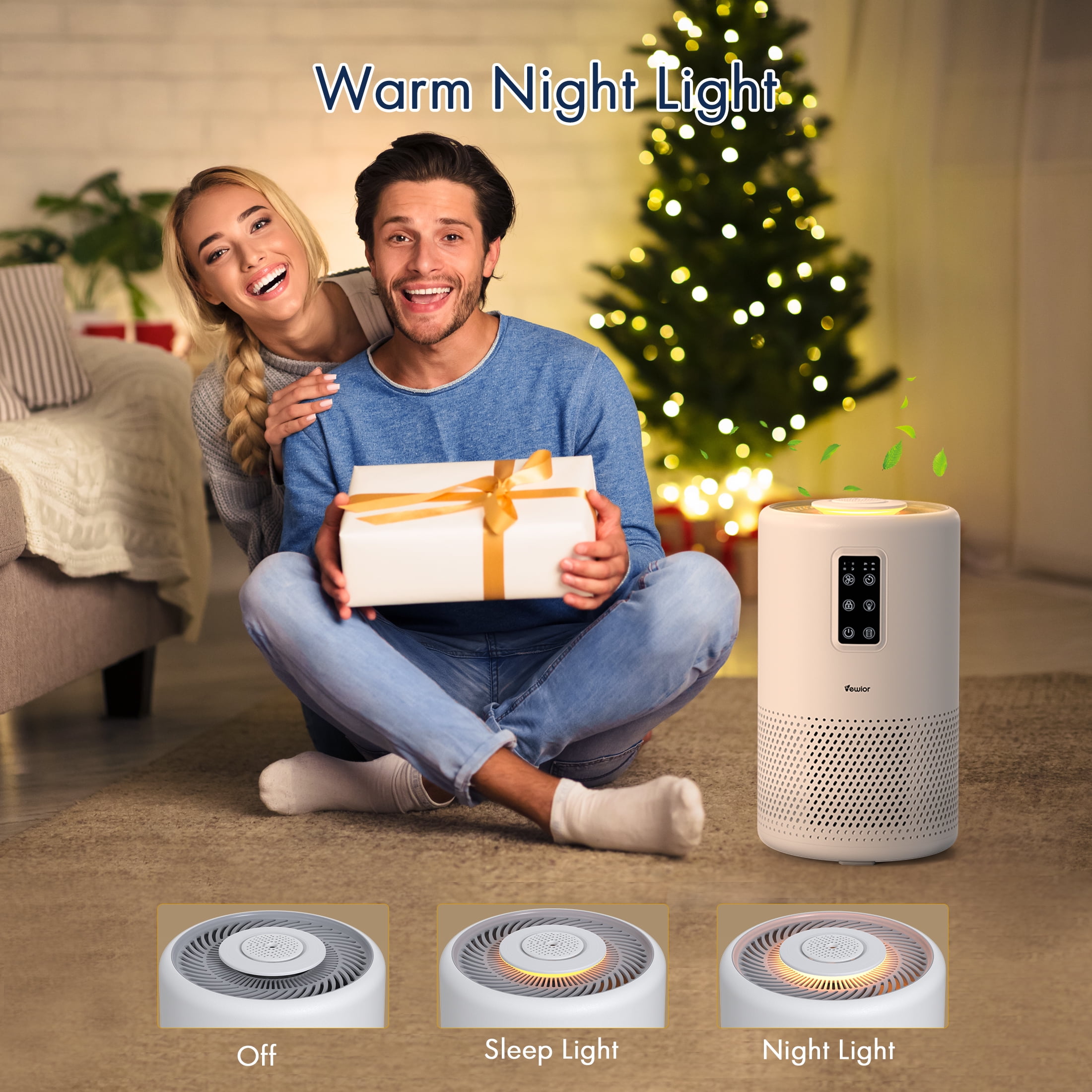 Air Purifiers for Home Large Room up to 1400ft², H13 True HEPA Air Purifier for Bedroom with night light, Fragrance Sponge