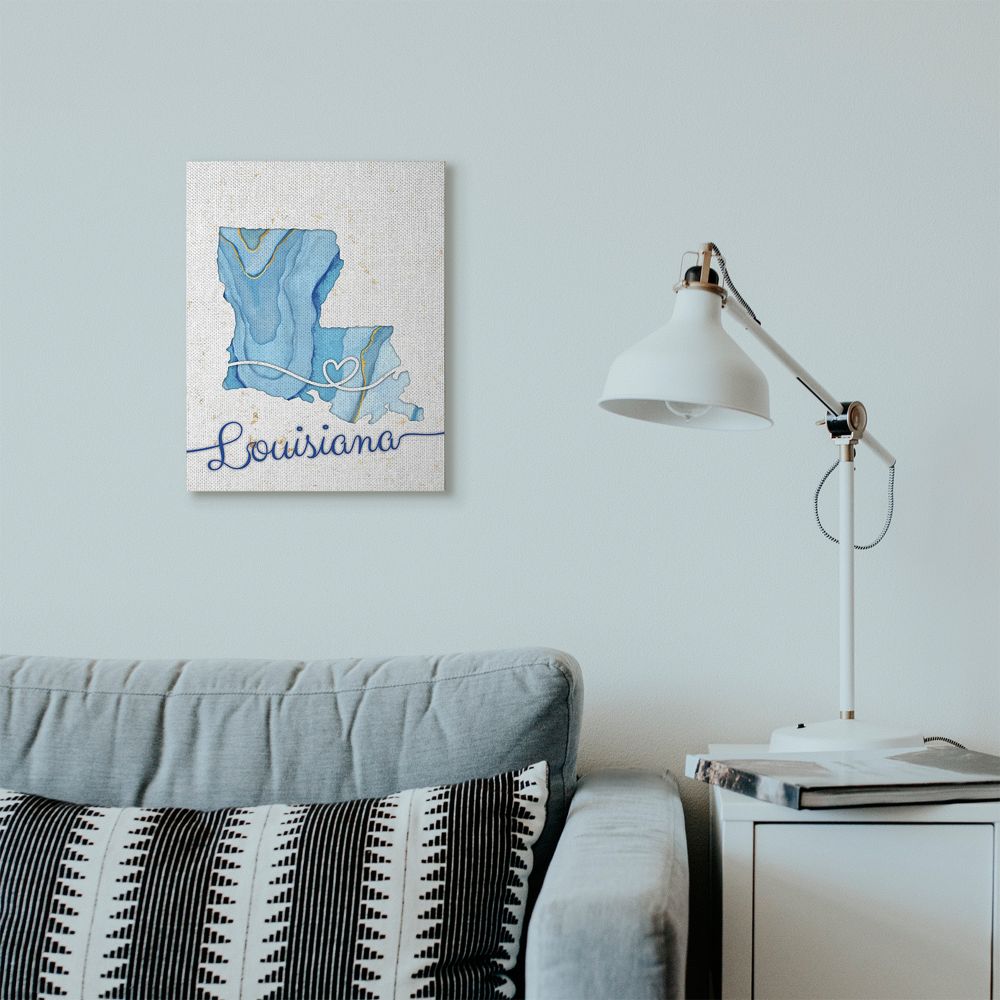 Stupell Industries Louisiana Agate Blue US State Design Canvas Wall Art by Ziwei Li