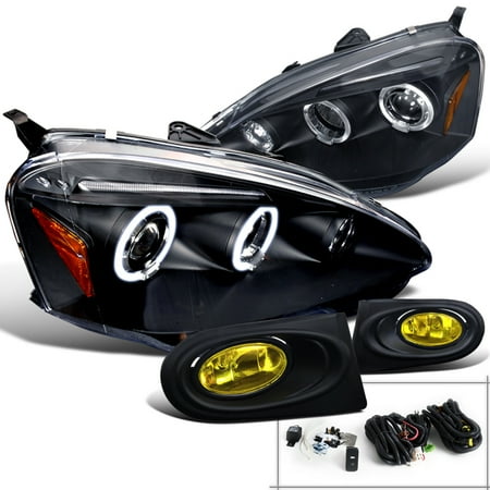 - Spec-D Tuning For 2002-2004 Acura Rsx Jdm Halo Black Projector Headlights + Yellow Driving Fog Lamps (Left+Right) 2002 2003 2004