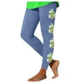 thumbnail image 3 of DDAPJ pyju St Patricks Day Leggings for Women Irish Shamrock Print Holiday Tights High Waisted Stretch Yoga Pants Buttery Soft Casual Milk Silk Legging Sales Today Clearance Blue M, 3 of 4