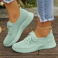 thumbnail image 2 of Sneakers for Women Lightweight Mesh Lace up Outdoor Running Shoes Casual Slip on Soft Sole Walking Shoes Breathable Athletic Shoes Green Size 8.5, 2 of 9