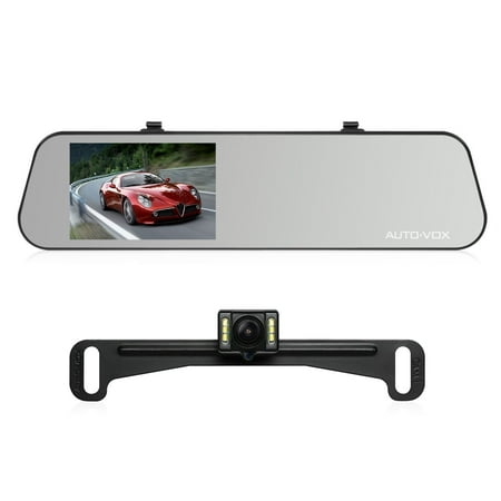 AUTO-VOX M6 Rear View Kit 4.5'' Touch Screen Full HD 1080P Mirror Monitor Dash Cam with Night Vision Reverse License Plate Backup (Best Rear View Mirror Dash Cam)