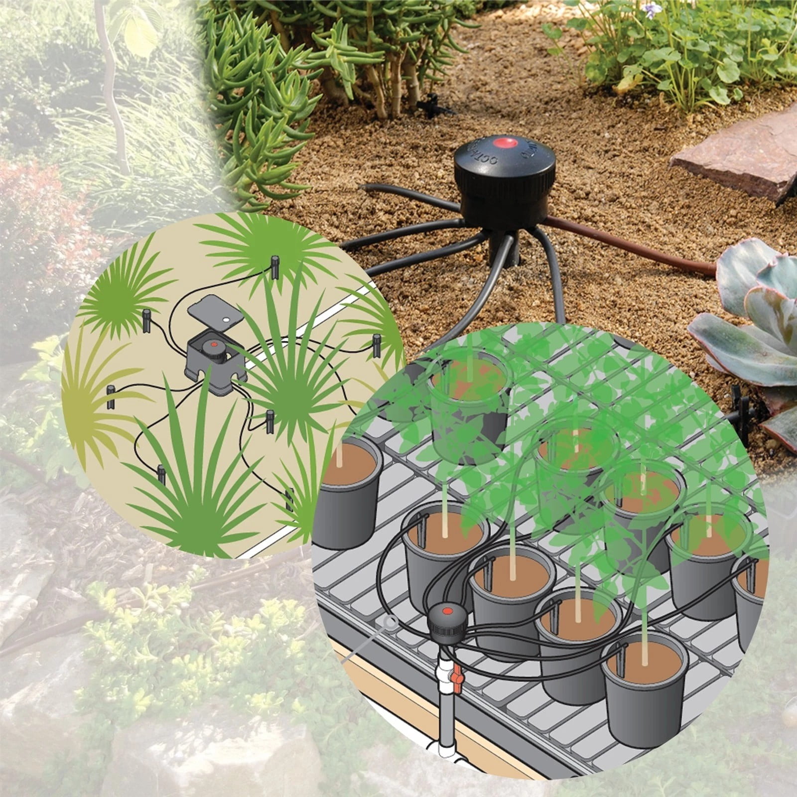 (10) Jain 8 Port Drip Irrigation Manifold 10 GPH Emitters 8 Outlet Drip System