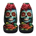 thumbnail image 5 of FOR U DESIGNS Sugar Skull Rose Print 2 Pieces Car Front Seat Covers Washable High Back Car Seat Cover Elastic Auto Accessories Bucket Seat Cover Fit for SUV Truck Sedan, 5 of 7
