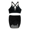 thumbnail image 4 of Women's Bikini Set Mesh Tie Back Two Piece Fashion Sexy Swimsuit with Removable Bra Pads No Underwire for Beach Vacation,Black,M, 4 of 6