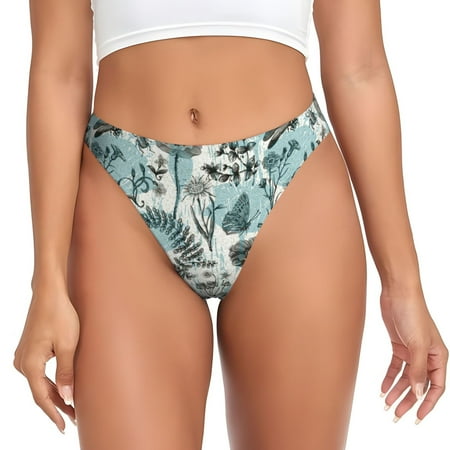 Qokaie Flowers In Vintage Printed Women s Cotton Thong Underwear  Sexy Breathable Panties G-string-4X-Large