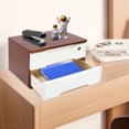 thumbnail image 4 of Aiqidi Wooden Desktop Storage Box 2Drawers Jewelry Accessory Sundries Organizer Countertop Decoration Organizing Box with 1Lock(Walnut+White), 4 of 12