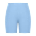 thumbnail image 4 of Women's Elastic Waist Ribbed Yoga Workout Shorts Athletic Leggings Slim Fit Breathable Shorts Light Blue 3XL, 4 of 6
