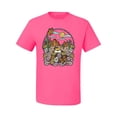 thumbnail image 2 of Wild Bobby Trendy Landscape With Daisies Cactus Monarch Butterfly Nature Lover Men Tee, Neon Pink, Small, 2 of 6
