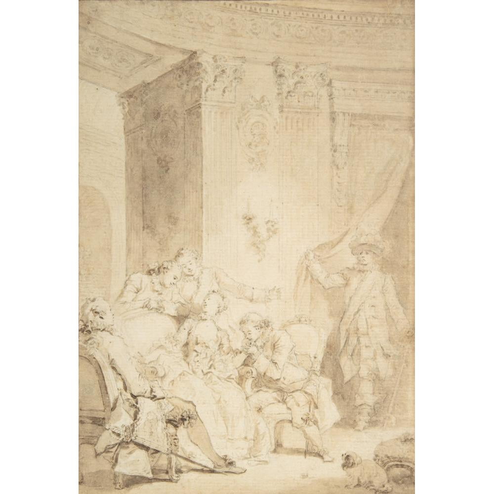 Jean-Honoré Fragonard 18x24 Black Modern Framed Museum Art Print Titled - The Husband-Confessor (ca. 1770)
