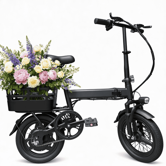 14 Inch Folding Electric Bike, 500W Peak Motor 432Wh Hidden Anti-Theft Battery, 20MPH Speed 35 Miles Range, Adult Mini Ebike with Rear Basket for Commuting Shopping UL2849