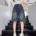 thumbnail image 3 of UACY Girls Baggy Bermuda Jean Shorts Teen Cute Bow Denim Shorts Y2K School Trendy Jorts Summer Casual Clothes, 3 of 8