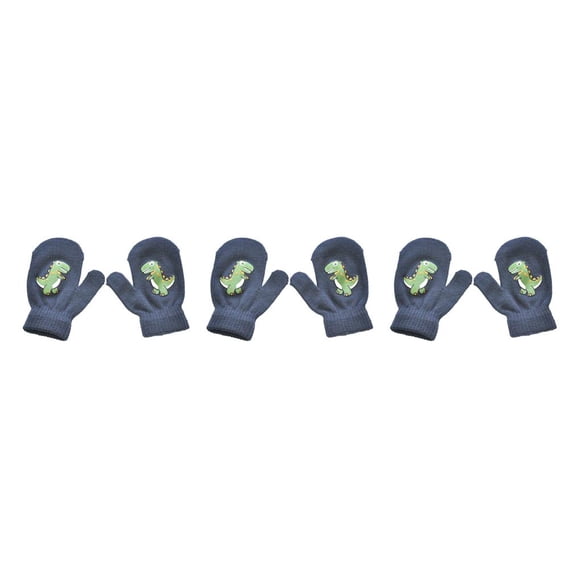 Minnieouse 1 par de manoplas para niños y niñas, calentador de manos cómodo, patrón de dinosaurio, manopla tejida para niños pequeños para Tipo 1 3Conjunto