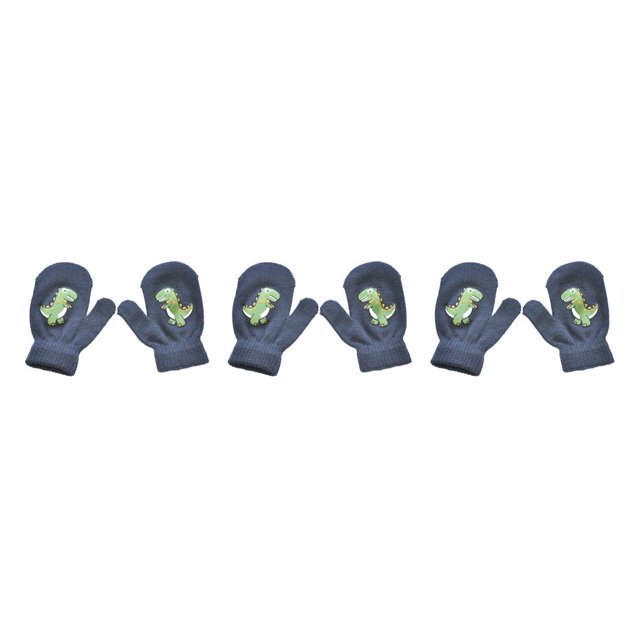 Minnieouse 1 par de manoplas para niños y niñas, calentador de manos cómodo, patrón de dinosaurio, manopla tejida para niños pequeños para Tipo 1 3Conjunto